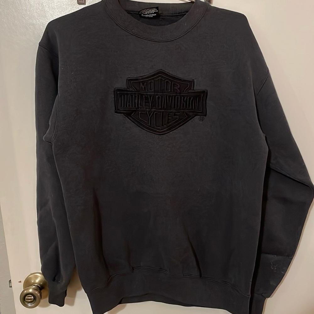 Vintage Harley Davidson motors embroidered pullover sweater